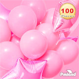 PMLAND 100 Pieces Pink Latex Party Balloons 12 Inches