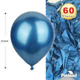 PMLAND Blue Metallic Balloons for Party 60 pcs 12 inch Thick Latex Balloons for Birthday Wedding Engagement Anniversary Holiday or Any Friends and Family Party Decorations
