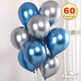 PMLAND Blue Metallic Balloons for Party 60 pcs 12 inch Thick Latex Balloons for Birthday Wedding Engagement Anniversary Holiday or Any Friends and Family Party Decorations