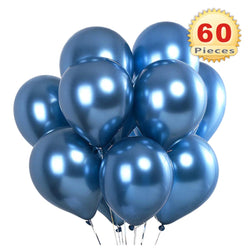 PMLAND Blue Metallic Balloons for Party 60 pcs 12 inch Thick Latex Balloons for Birthday Wedding Engagement Anniversary Holiday or Any Friends and Family Party Decorations