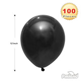 PMLAND 100 Pieces Black Latex Party Balloons 12 Inches