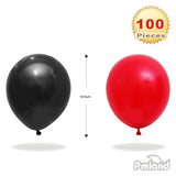 PMLAND 100 Pieces Balck and Red Latex Party Balloons 12 Inches