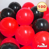 PMLAND 100 Pieces Balck and Red Latex Party Balloons 12 Inches