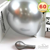 PMLAND Silver Metallic Balloons for Party 60 pcs 12 inch Thick Latex Balloons for Birthday Wedding Engagement Anniversary Holiday or Any Friends and Family Party Decorations